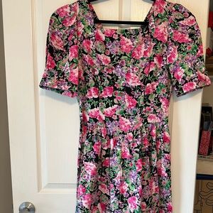 Lanz Original Dress in Pink & Purple Floral Print, Size 8